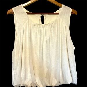 Urban Outfitter Ivory with Gold Shimmer Sleeveless Bubble Hem Top